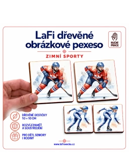LaFi dřevěné obrázkové pexeso – Zimní sporty 2